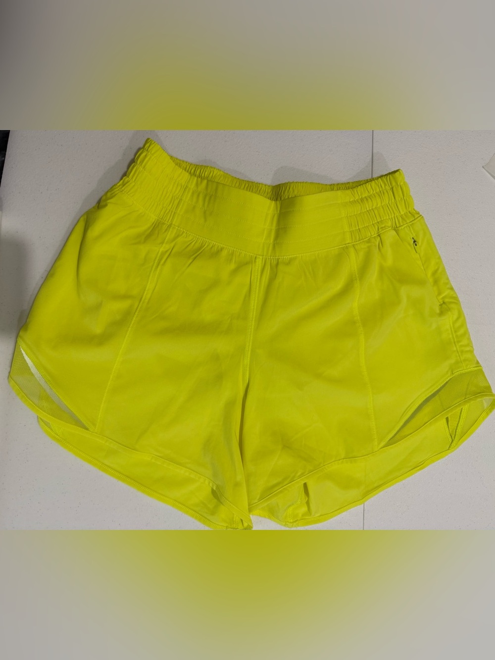 Lululemon Hotty Hot Shorts 4” Neon Yellow Size 6 Athletic Running Shorts